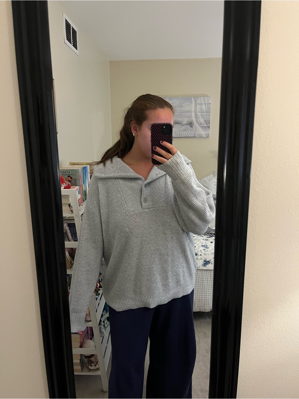 Aerie Waffle-Knit Button Collar Pullover